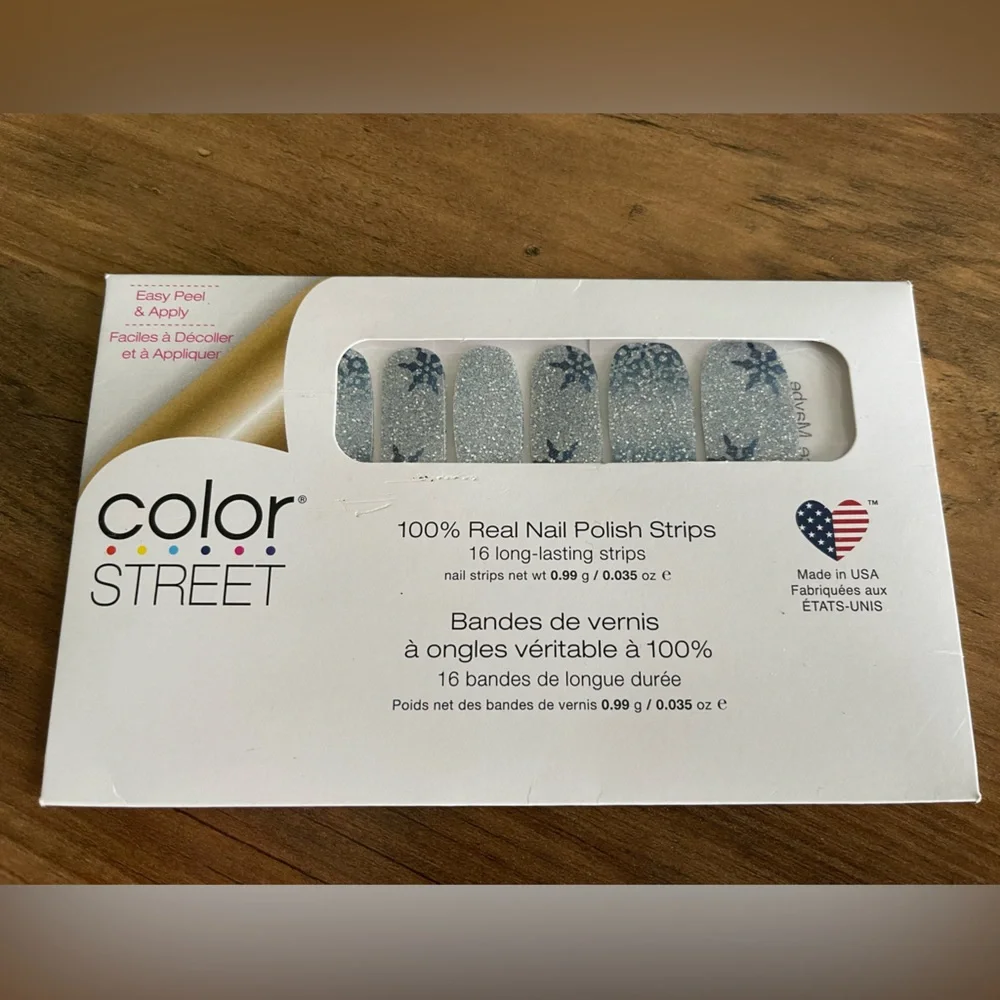 Color Street NEW 100% real nail polish strips manicure art press on glitter snow